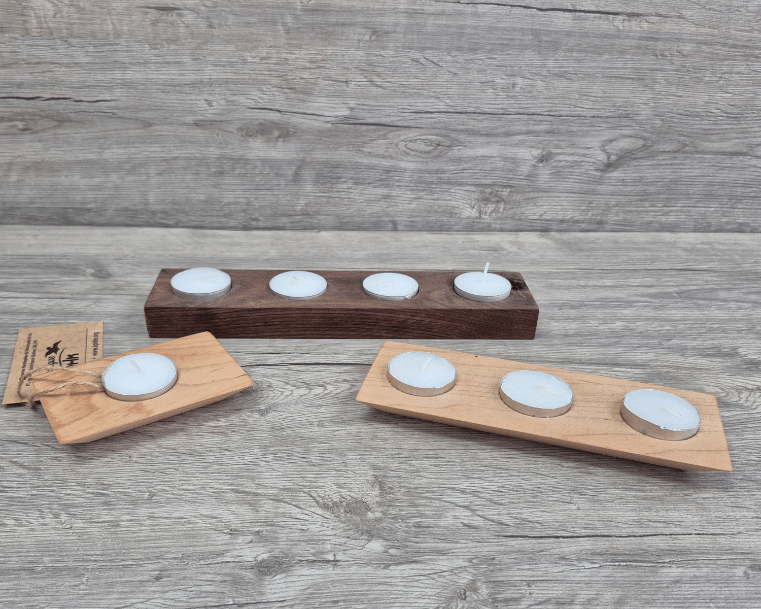 3 bougeoirs en bois