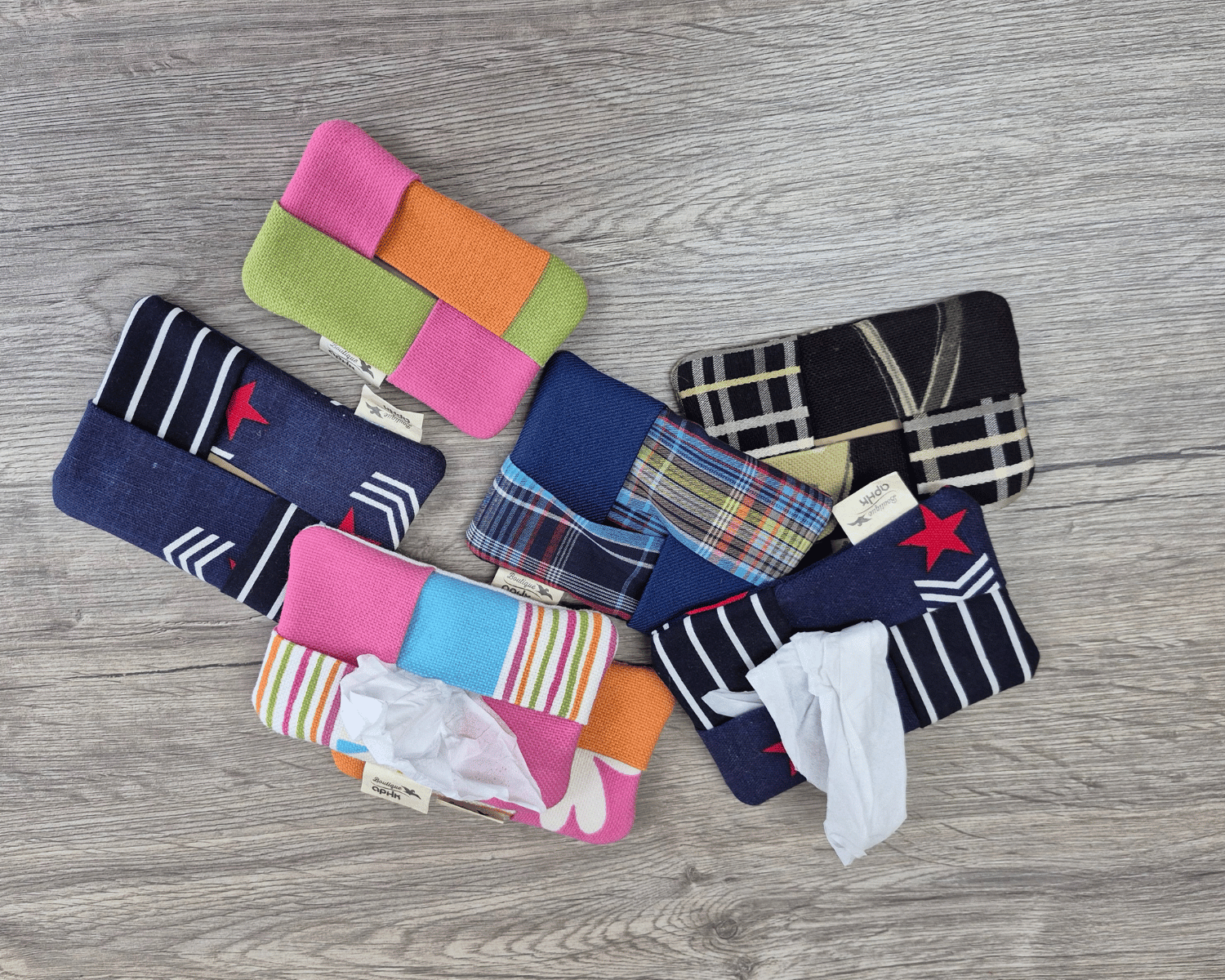 pochettes en tissus pour mouchoirs (kleenex)