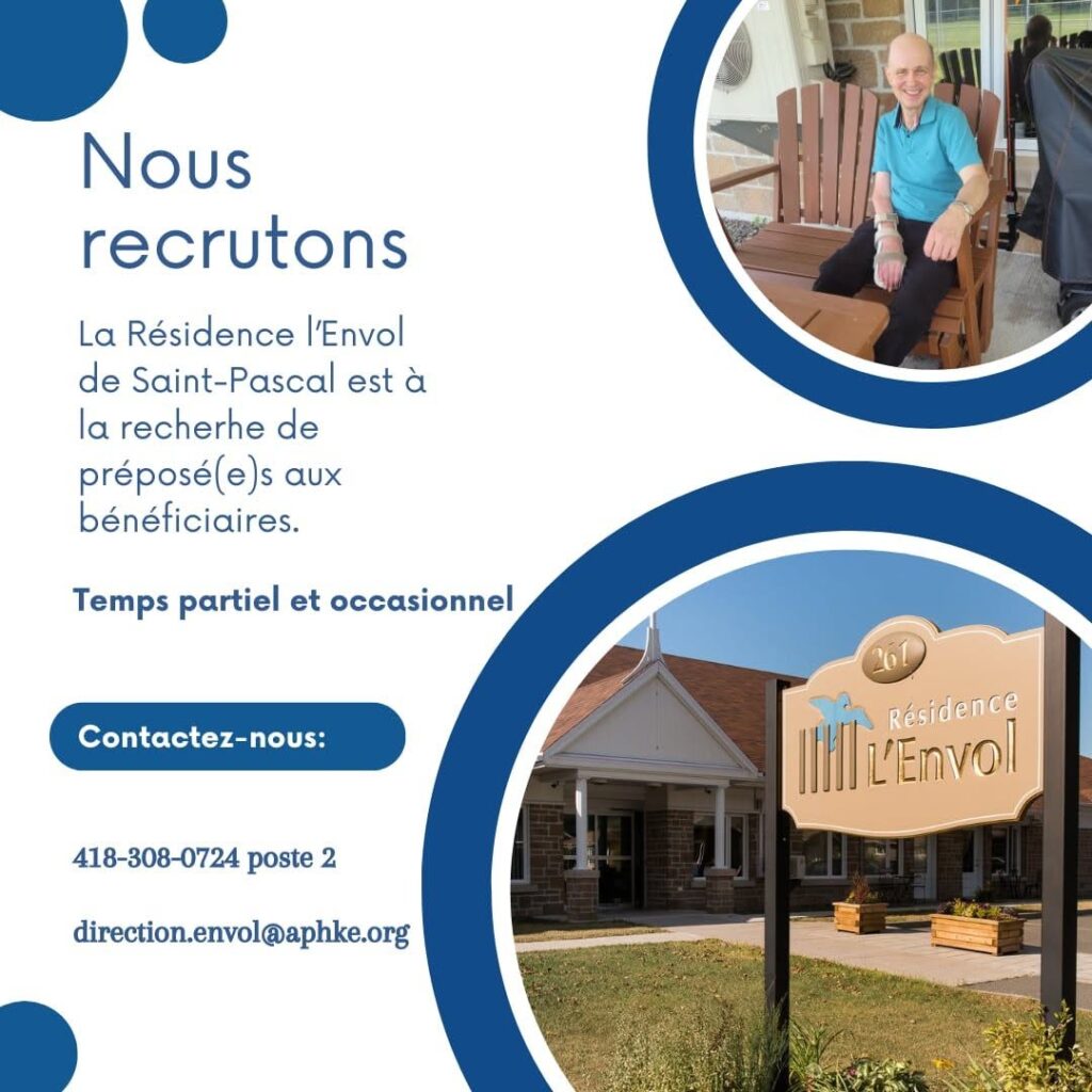 offre d'emploi comme préposée à la résidence l'Envol