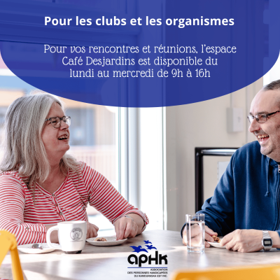 image publication réseaux sociaux pour la location du Café Desjardins pour les clubs et organismes de la région